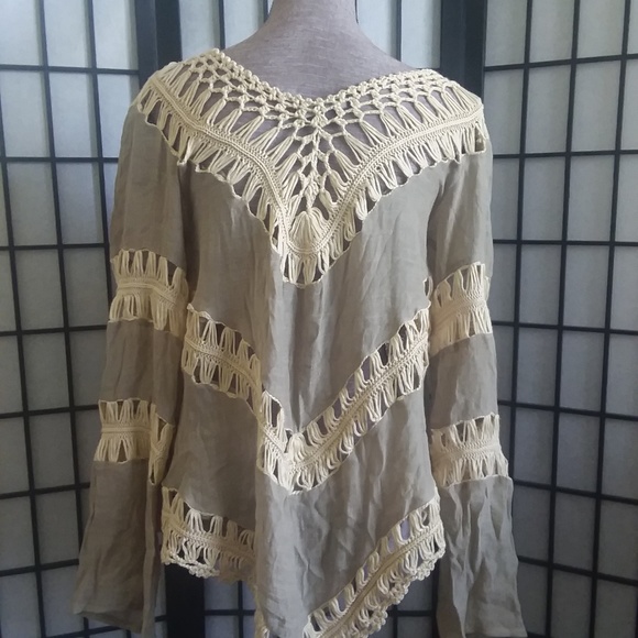 Umgee Womens Size M Crochet Top Beige - Picture 6 of 7
